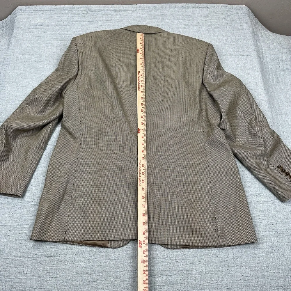 Vintage Oak Creek Sport Coat Mens 44R Beige Wool Houndstooth‎ Blazer USA MADE